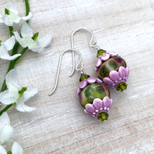 Load image into Gallery viewer, Lilac and Olivine Spring Sterling Silver Earrings