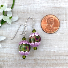Load image into Gallery viewer, Lilac and Olivine Spring Sterling Silver Earrings