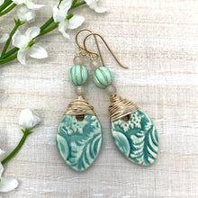 Load image into Gallery viewer, Light Turquoise Ceramic Earrings