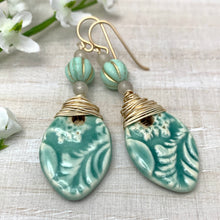 Load image into Gallery viewer, Light Turquoise Ceramic Earrings