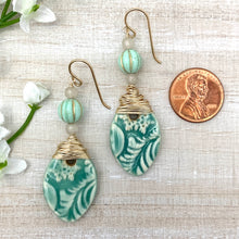 Load image into Gallery viewer, Light Turquoise Ceramic Earrings