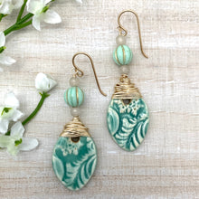 Load image into Gallery viewer, Light Turquoise Ceramic Earrings