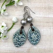 Load image into Gallery viewer, Steel Blue Ceramic Earrings