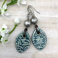 Load image into Gallery viewer, Steel Blue Ceramic Earrings