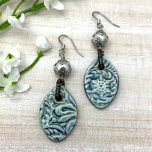 Load image into Gallery viewer, Steel Blue Ceramic Earrings