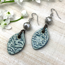 Load image into Gallery viewer, Steel Blue Ceramic Earrings