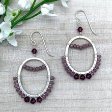 Load image into Gallery viewer, Purple Wire Wrapped Hoop Earrings