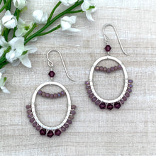 Load image into Gallery viewer, Purple Wire Wrapped Hoop Earrings