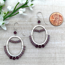 Load image into Gallery viewer, Purple Wire Wrapped Hoop Earrings