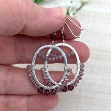 Load image into Gallery viewer, Purple Wire Wrapped Hoop Earrings