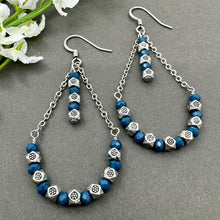 Load image into Gallery viewer, Blue Boho Teardrop Earrings