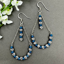 Load image into Gallery viewer, Blue Boho Teardrop Earrings