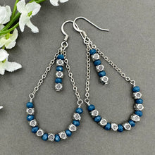 Load image into Gallery viewer, Blue Boho Teardrop Earrings
