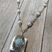 Load image into Gallery viewer, Mother of Pearl, Aquamarine, and Labordorite Necklace