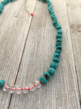 Load image into Gallery viewer, Hand Knotted Natural Turquoise Necklace with Swarovski Crystals