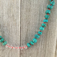 Load image into Gallery viewer, Hand Knotted Natural Turquoise Necklace with Swarovski Crystals