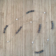 Load image into Gallery viewer, Peacock Freshwater Pearls / Blue Lace Agate / Crystal / Purple Long Chain Necklace
