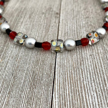 Load image into Gallery viewer, DIY Bracelet Kit with Instructions / Red / Metallic Polka Dot / Grey / Black / DIY Craft Kit