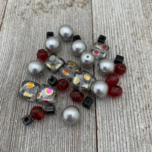 Load image into Gallery viewer, DIY Bracelet Kit with Instructions / Red / Metallic Polka Dot / Grey / Black / DIY Craft Kit
