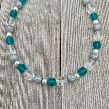 Load image into Gallery viewer, DIY Bracelet Kit with Instructions, Teal Glass, Grey Textured Glass Beads, DIY Craft Kit, For Adults