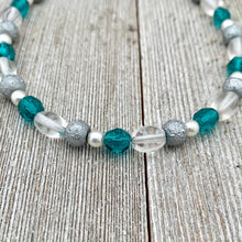 Load image into Gallery viewer, DIY Bracelet Kit with Instructions, Teal Glass, Grey Textured Glass Beads, DIY Craft Kit, For Adults