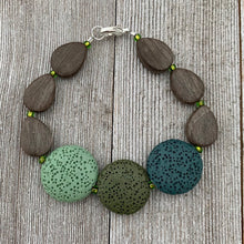 Load image into Gallery viewer, Lava and Wood Diffuser Bracelet / Teal / Forest Green / Sea Green