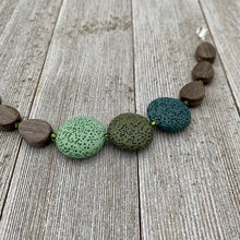 Load image into Gallery viewer, Lava and Wood Diffuser Bracelet / Teal / Forest Green / Sea Green