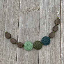 Load image into Gallery viewer, Lava and Wood Diffuser Bracelet / Teal / Forest Green / Sea Green