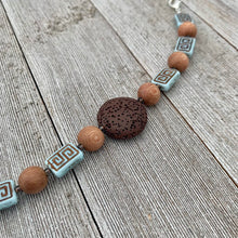 Load image into Gallery viewer, Brown Lava Bead, Czech Glass, and Wood Bead Diffuser Bracelet