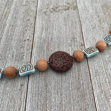 Load image into Gallery viewer, Brown Lava Bead, Czech Glass, and Wood Bead Diffuser Bracelet