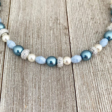 Load image into Gallery viewer, DIY Bracelet Kit with Instructions, Light Blue, Glass Pearl Beads, DIY Craft Kit, For Adults