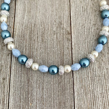 Load image into Gallery viewer, DIY Bracelet Kit with Instructions, Light Blue, Glass Pearl Beads, DIY Craft Kit, For Adults
