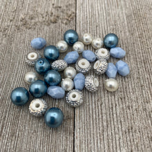 Load image into Gallery viewer, DIY Bracelet Kit with Instructions, Light Blue, Glass Pearl Beads, DIY Craft Kit, For Adults