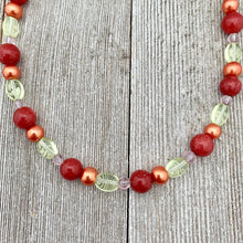 Load image into Gallery viewer, DIY Bracelet Kit with Instructions, Ruby Jade, Orange Glass Pearls, DIY Craft Kit, For Adults