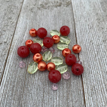 Load image into Gallery viewer, DIY Bracelet Kit with Instructions, Ruby Jade, Orange Glass Pearls, DIY Craft Kit, For Adults