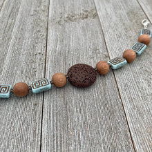 Load image into Gallery viewer, Brown Lava Bead, Czech Glass, and Wood Bead Diffuser Bracelet