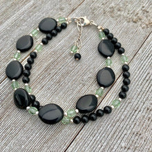 Load image into Gallery viewer, Black & Green Double Strand Bracelet