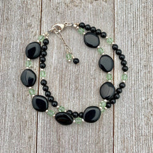 Load image into Gallery viewer, Black & Green Double Strand Bracelet