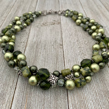 Load image into Gallery viewer, Shades of Green Multi-Strand Necklace