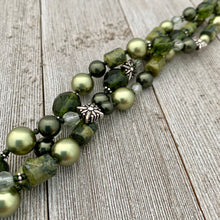 Load image into Gallery viewer, Shades of Green Multi-Strand Necklace