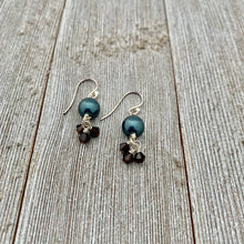 Load image into Gallery viewer, Tahitian Swarovski Pearl and Mocca Swarovski Crystal Sterling Silver Earrings