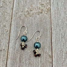 Load image into Gallery viewer, Tahitian Swarovski Pearl and Mocca Swarovski Crystal Sterling Silver Earrings