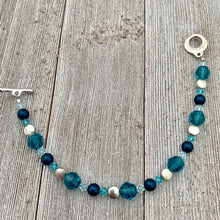 Load image into Gallery viewer, Teal Swarovski Crystal and Pearl Bracelet