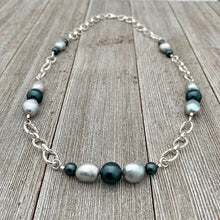 Load image into Gallery viewer, Grey Freshwater Pearls / Tahitian Swarovski Pearls / Silver Plated Chain Necklace