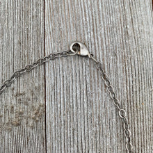 Load image into Gallery viewer, Silver Framed Wood / Greywood / Onyx / Grey Crysals / Antique Silver Chain Necklace