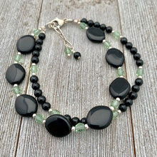 Load image into Gallery viewer, Black & Green Double Strand Bracelet