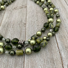 Load image into Gallery viewer, Shades of Green Multi-Strand Necklace