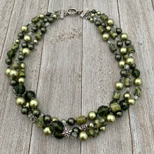 Load image into Gallery viewer, Shades of Green Multi-Strand Necklace