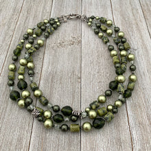 Load image into Gallery viewer, Shades of Green Multi-Strand Necklace
