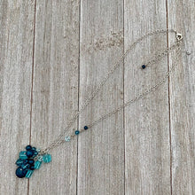 Load image into Gallery viewer, Teal Cluster Necklace with Swarovski Crystals and Pearls